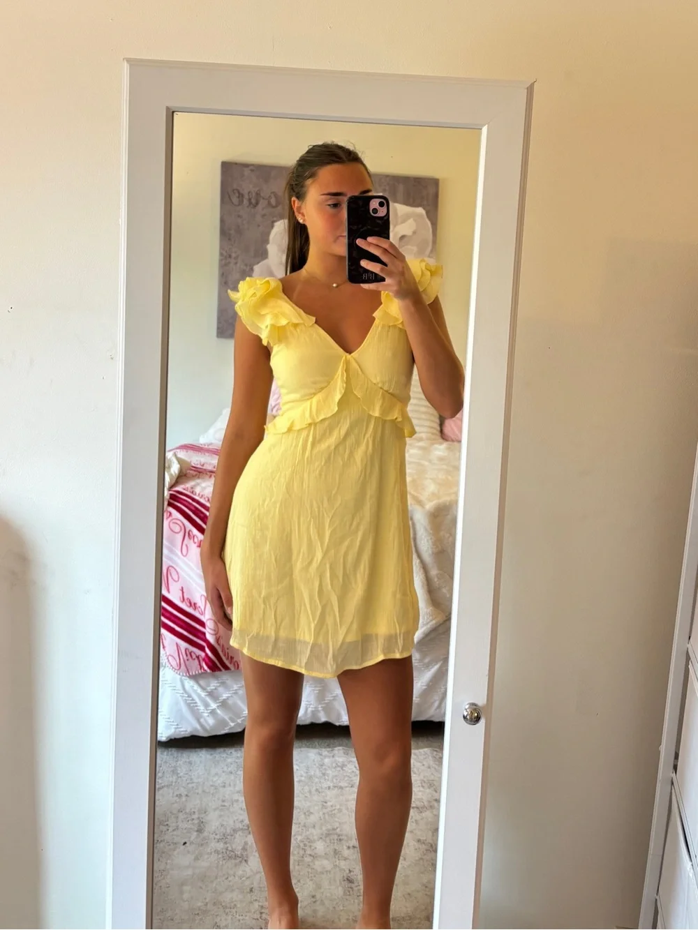 Francesca's Collections Sunny Yellow Ruffle Mini Dress - Picture 1 of 4